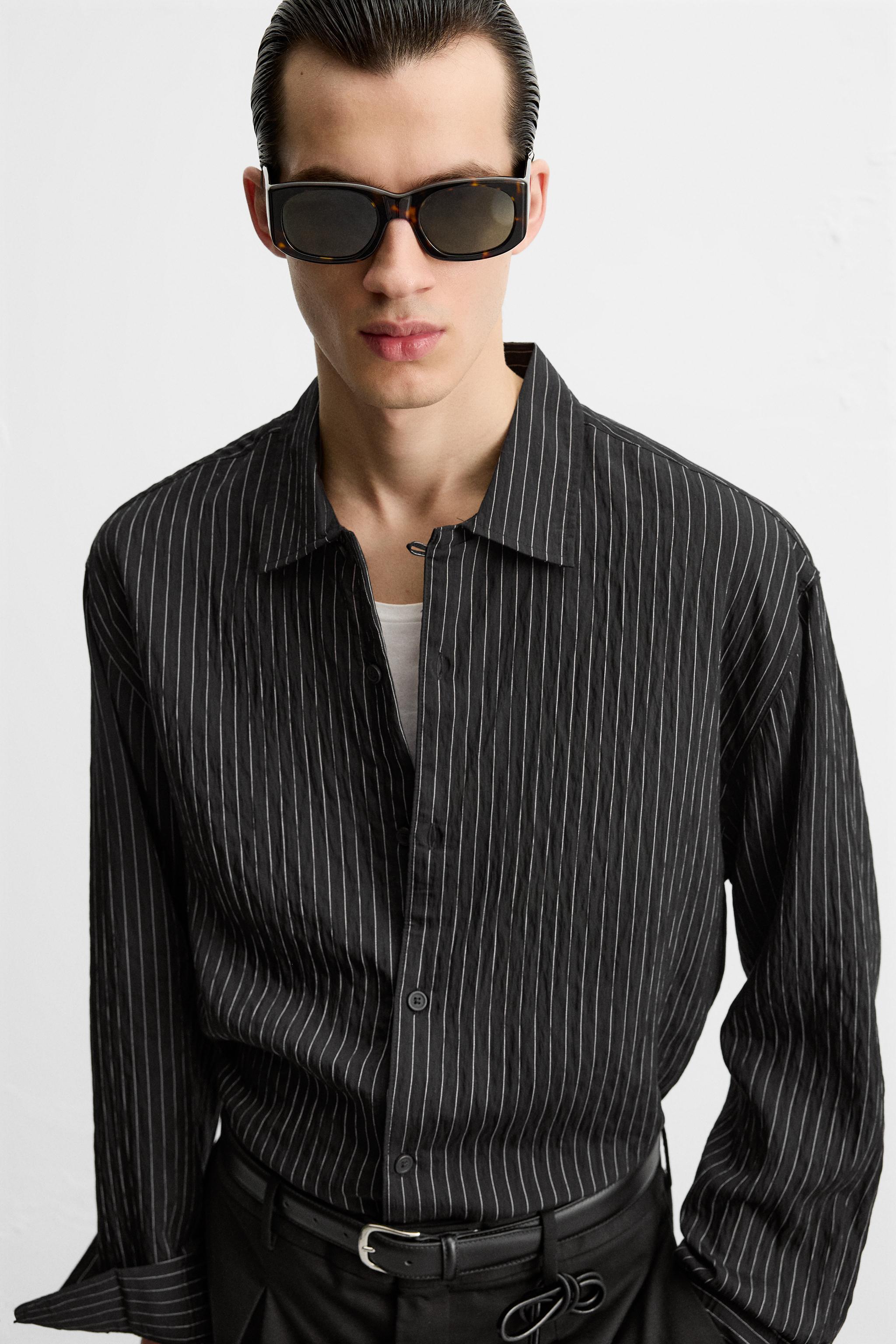 ストライプ フルイドシャツ - ブラック | ZARA Japan / 日本