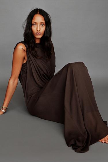 LIMITED EDITION MULTI-POSITION CAPE COMBINATION LONG DRESS - Brown by Zara