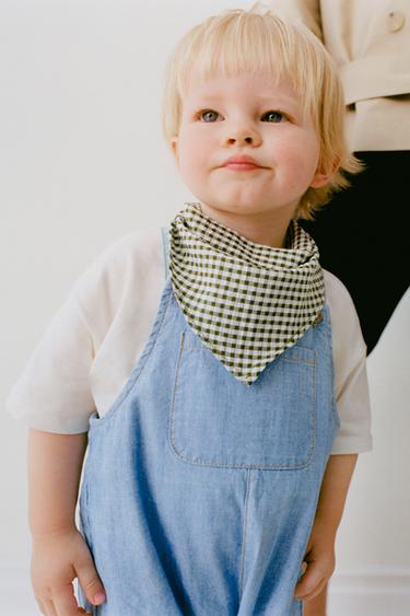 GINGHAM CHECK BANDANA - Green / Ecru by Zara