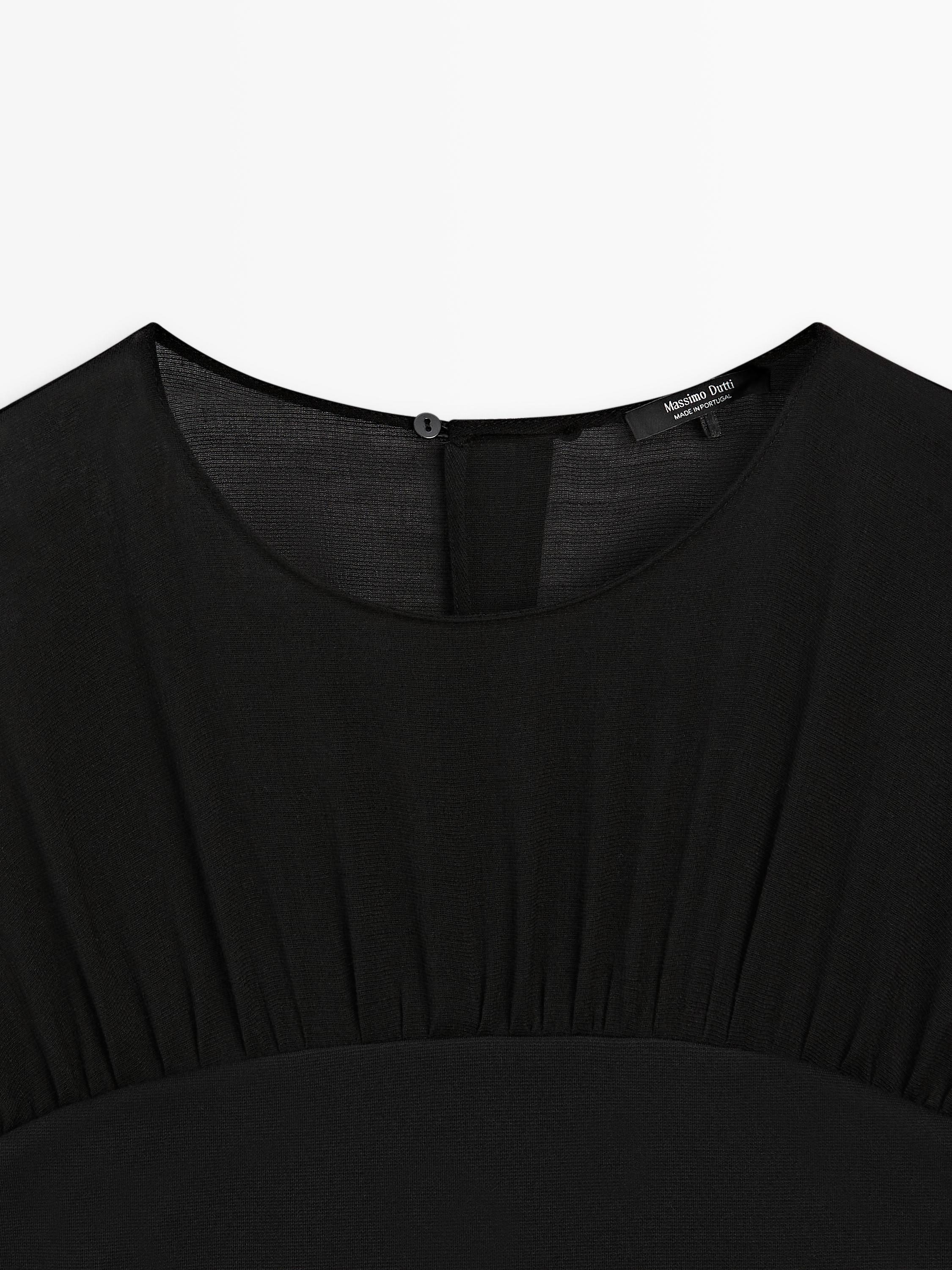 Contrast semi-sheer midi dress