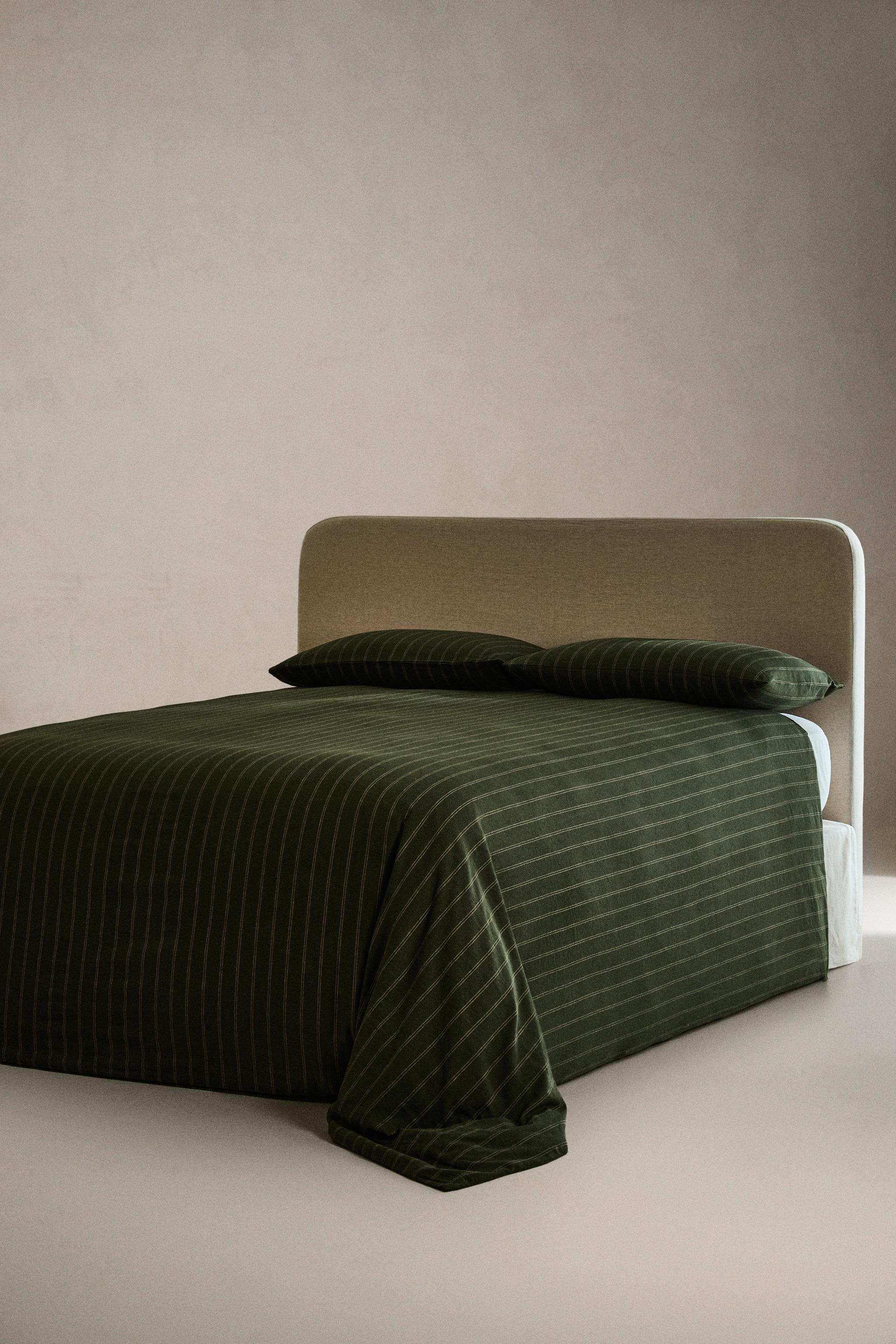 HOUSSE DE COUETTE COTON ET LIN RAYURES NOËL