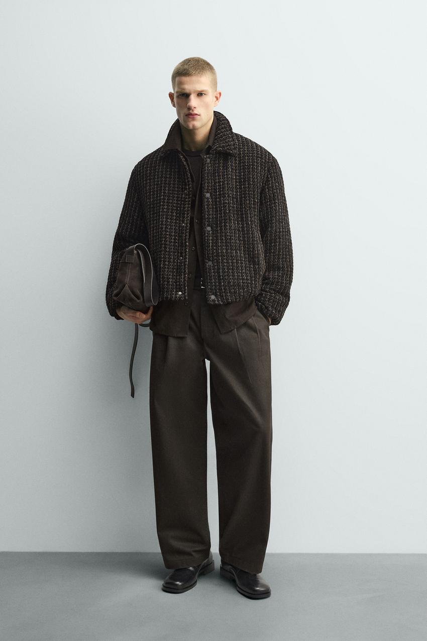 ワッフルベロアジャケット - ブラック/ブラウン | ZARA Japan / 日本