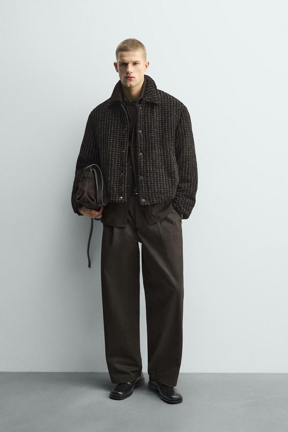 VELOUR PLAID TEXTURED JACKET