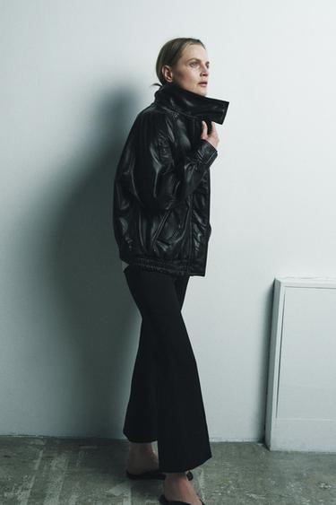 JAQUETA COURO 100% ZW COLLECTION - Preto da Zara