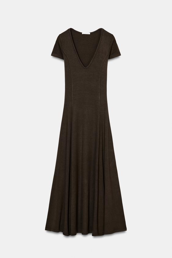 washed effect ribbed dress zara Washed Effect Ribbed Fitted Zara Dress