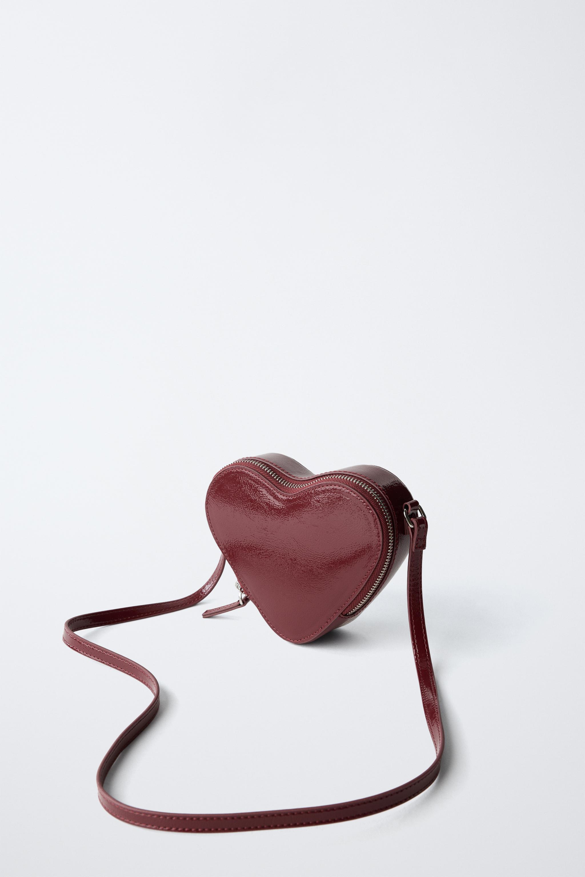 HEART CROSSBODY BAG - Burgundy Red | ZARA India