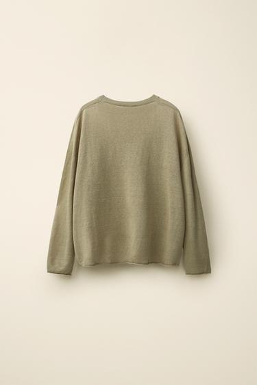 PULL EN MAILLE 100 % LIN CRÉÉ PAR CARAMEL LONDON X ZARA - Kaki de Zara - Image 4