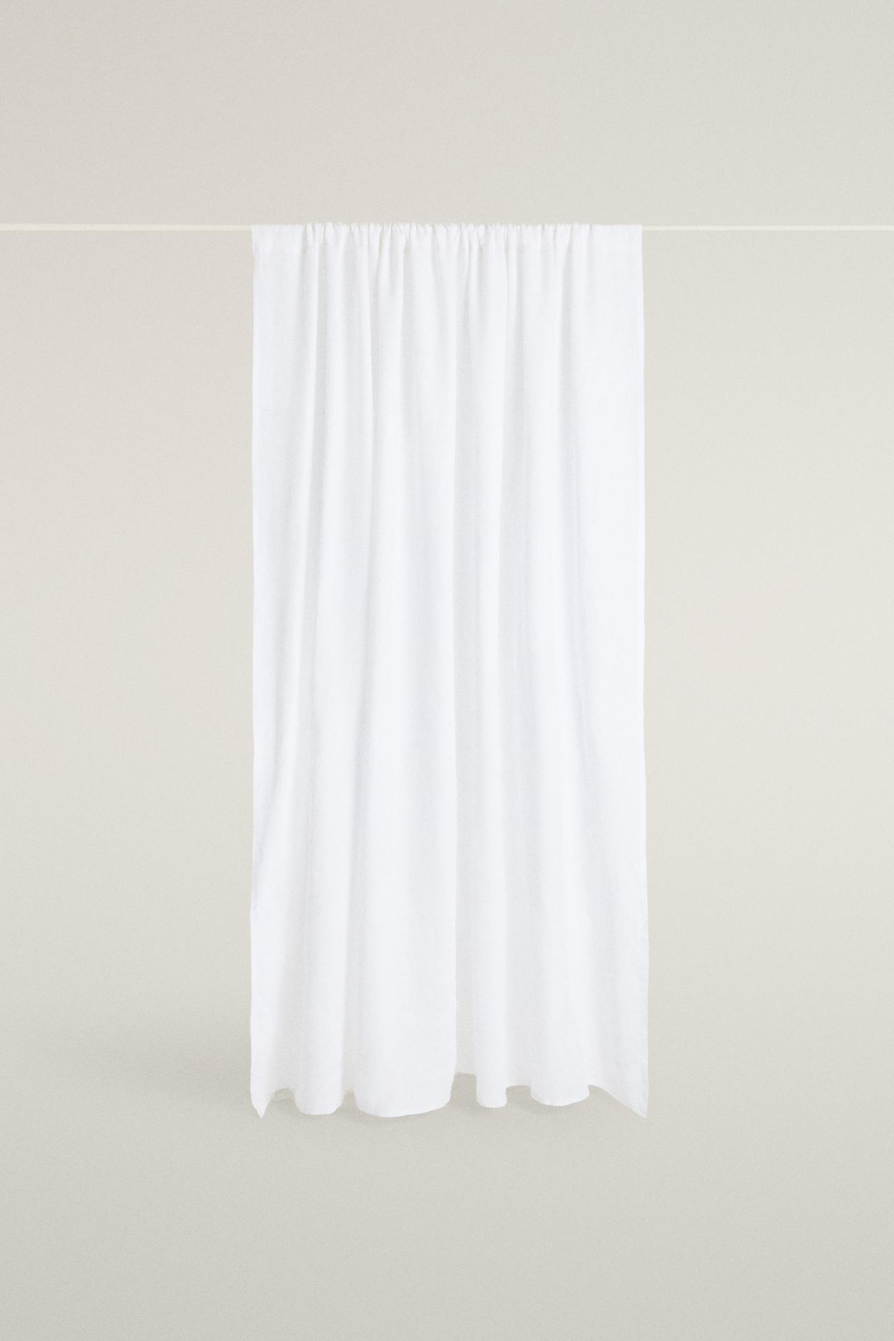 DOUBLE WIDTH LINEN CURTAIN WITH MEDIUM FILTRATION — White