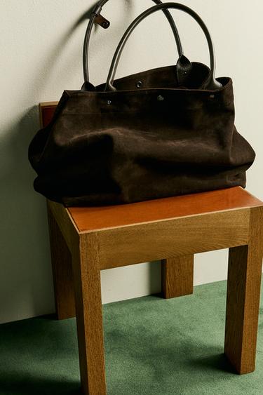 Zara AARON LEVINE X ZARA LEATHER SHOPPER BAG - Brown