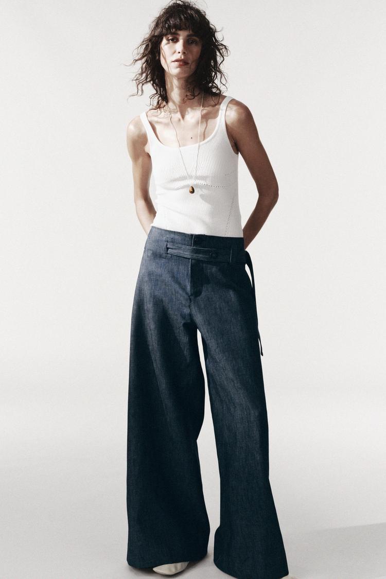 Wide Leg Pantaloni Saldi Zara PANTALONI WIDE LEG ZW COLLECTION Blu