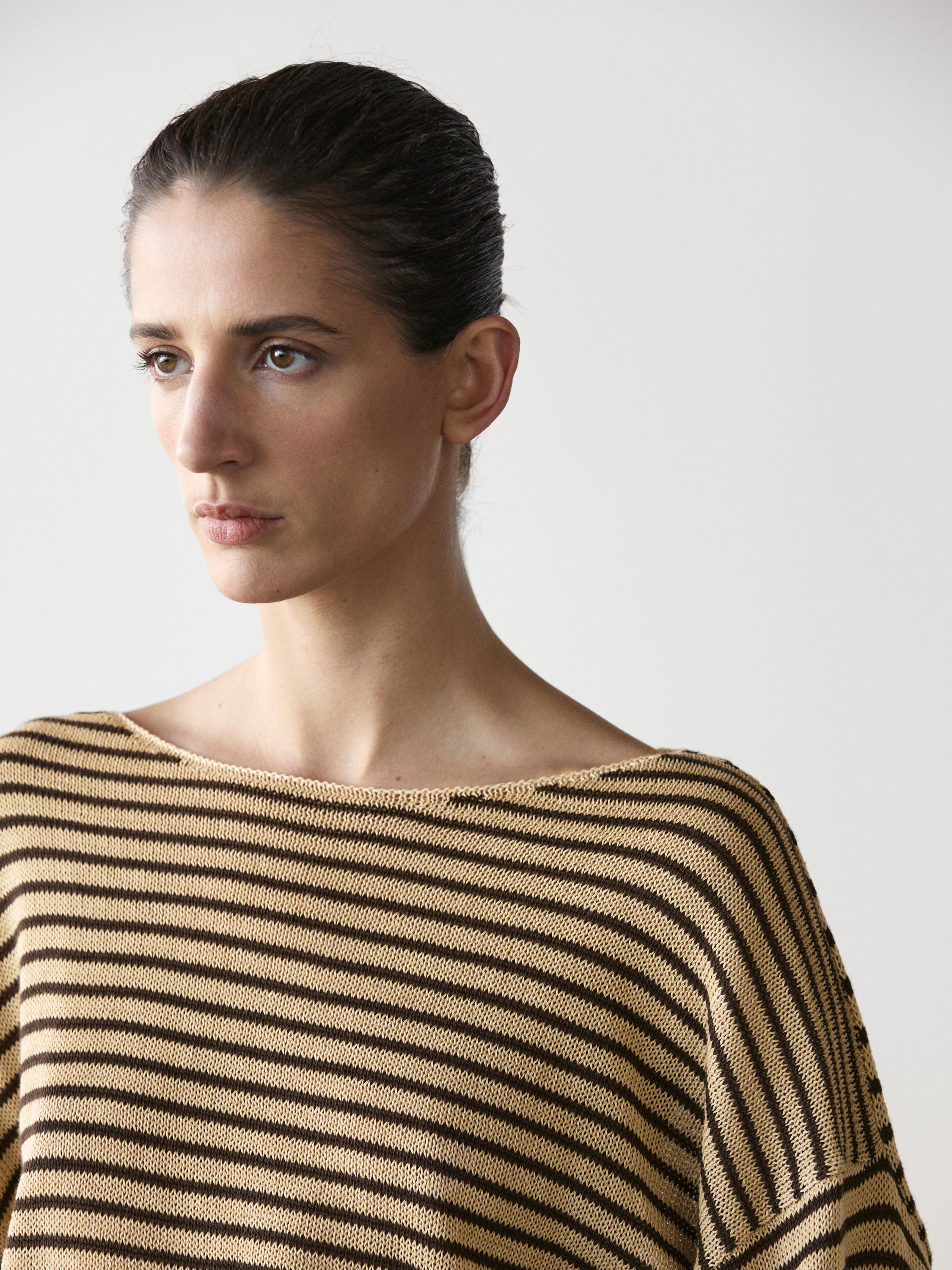 100% cotton striped knit sweater