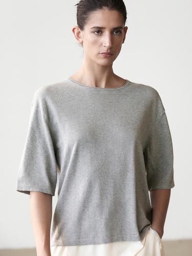 Zara Sweater with contrast lace detail - Mid-gray