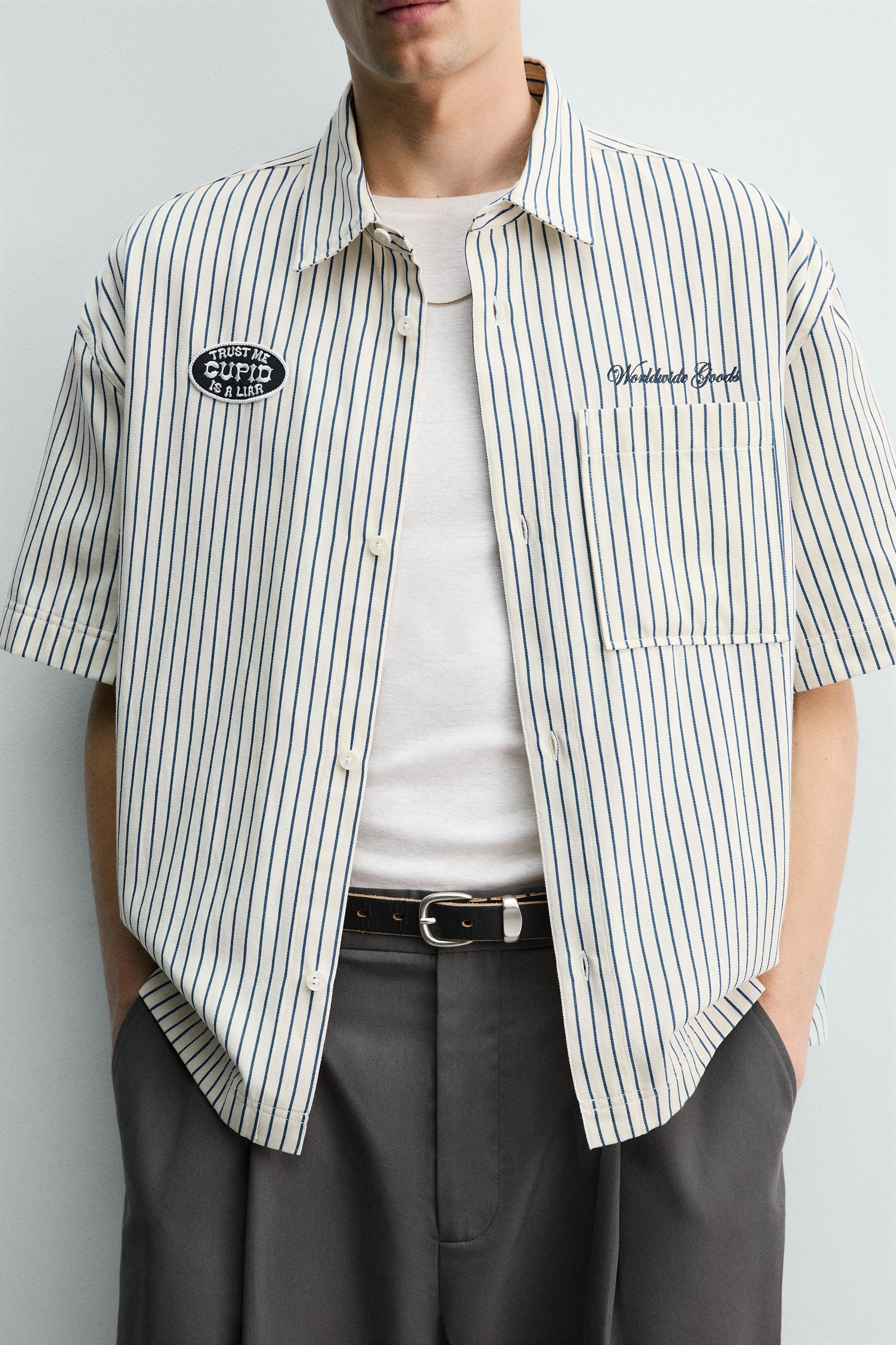 CONTRAST STRIPED PATCH OVERSHIRT