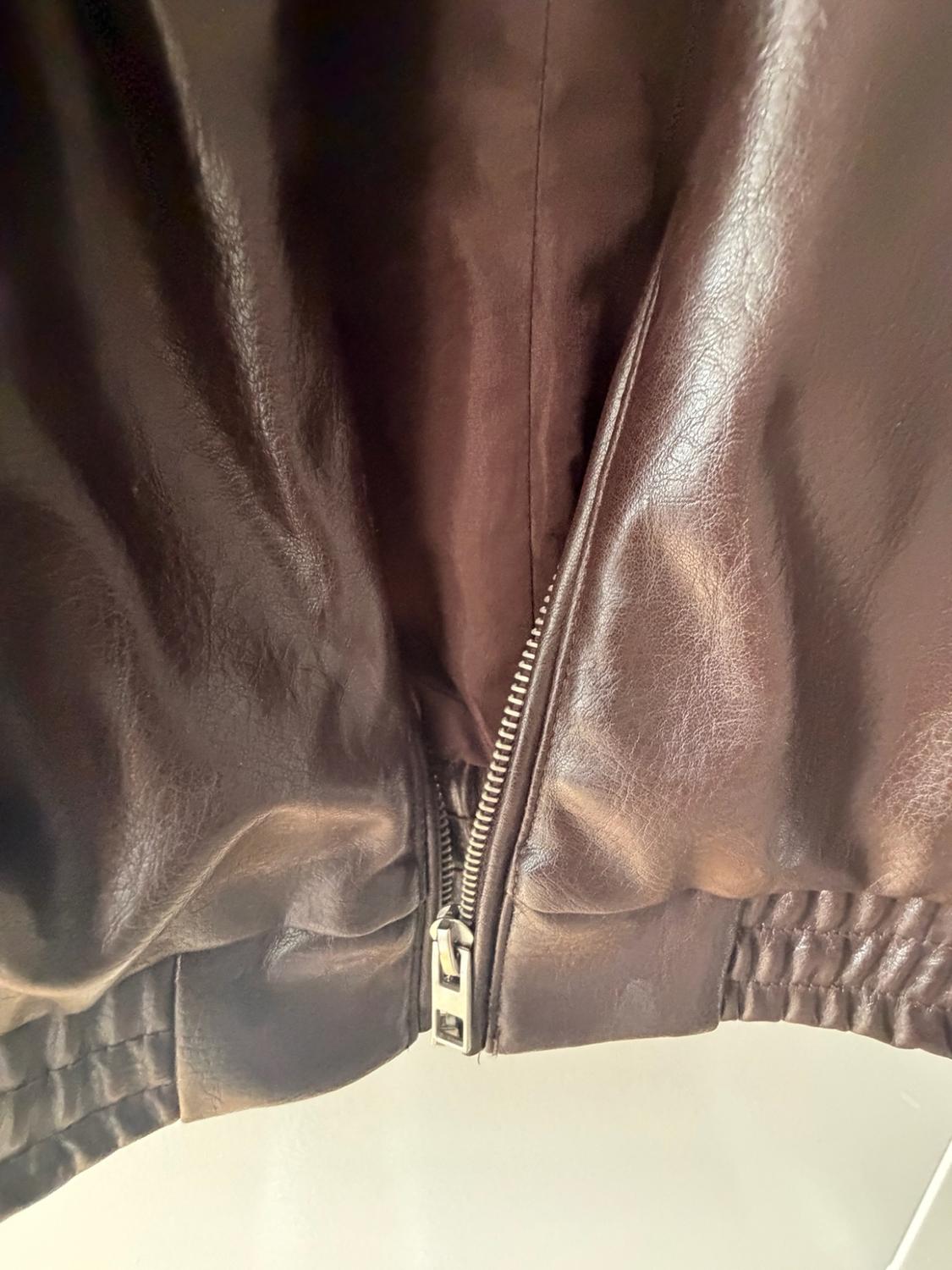 LEATHER EFFECT BOMBER JACKET - Image 5