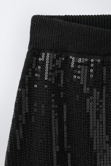 FALDA LENTEJUELAS - Negro de Zara