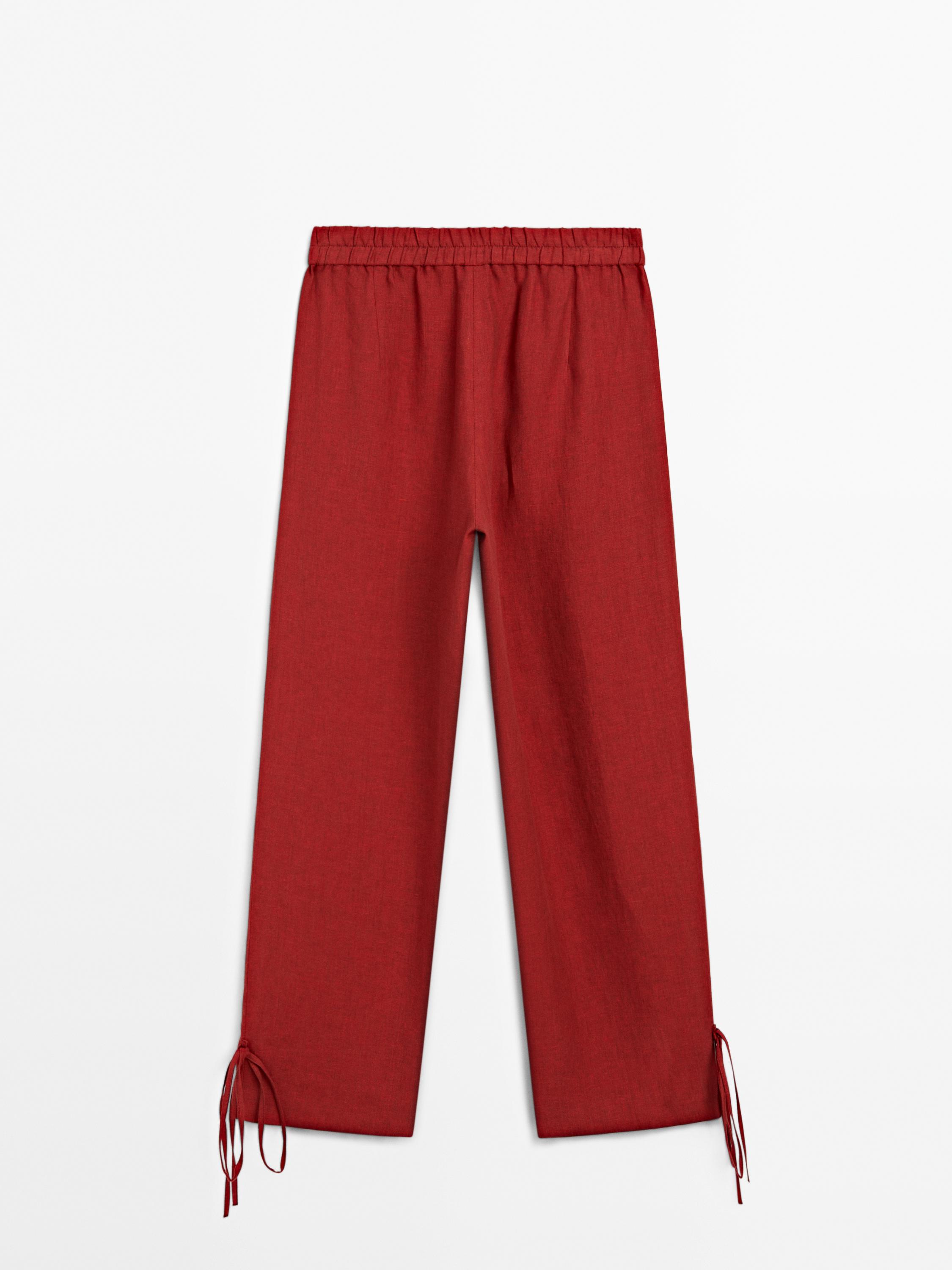 Pantalon nœud 100 % lin