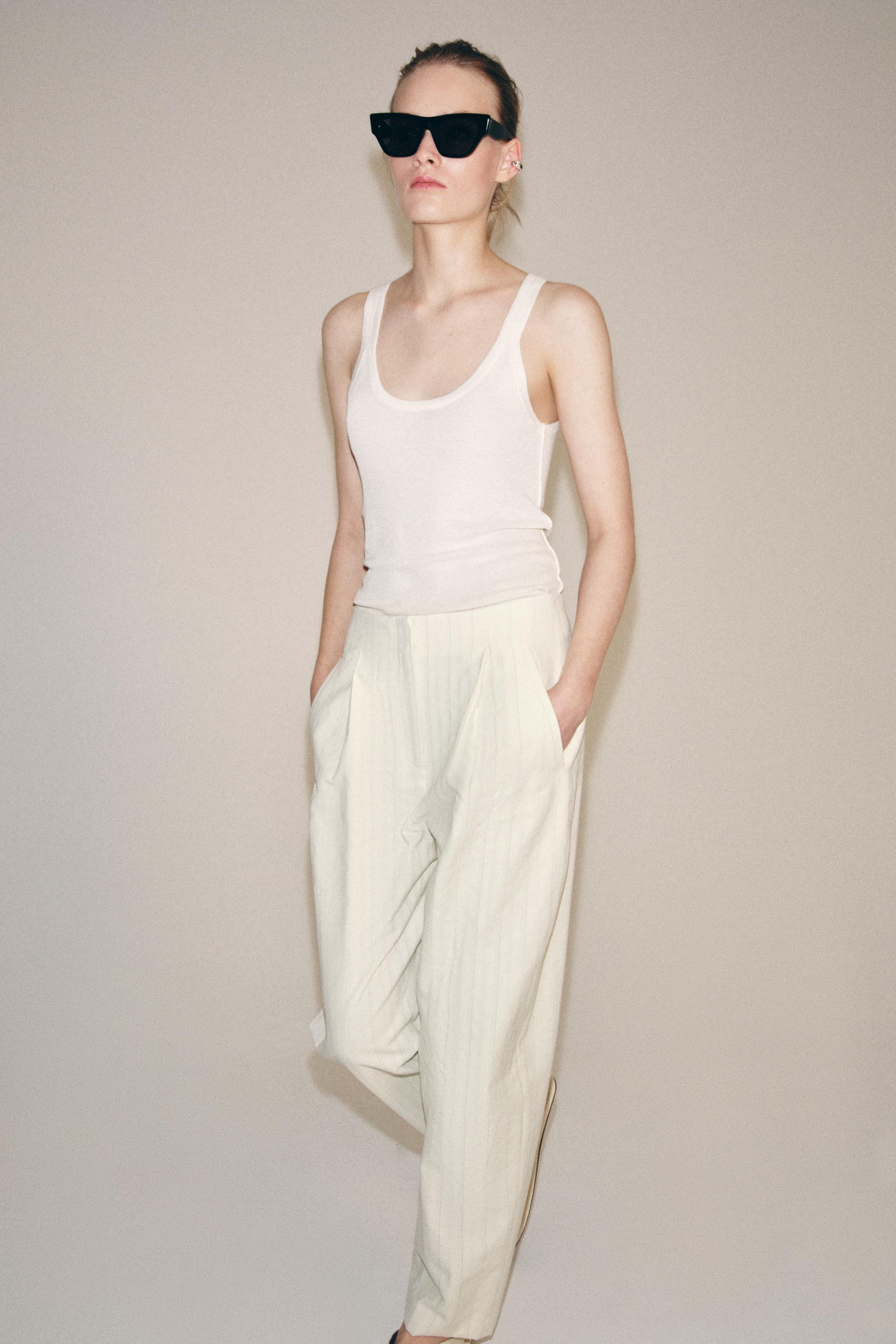 Женские брюки Zara ZW COLLECTION STRIPED BARREL PANTS — фото 5