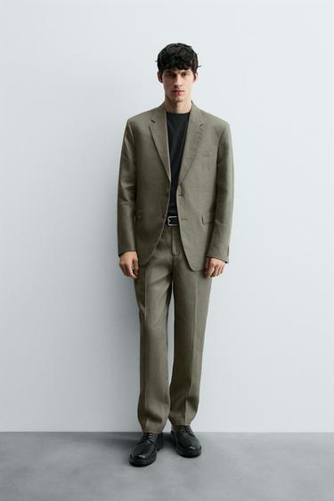 PANTALÓN TRAJE 100% LINO - Verde claro de Zara