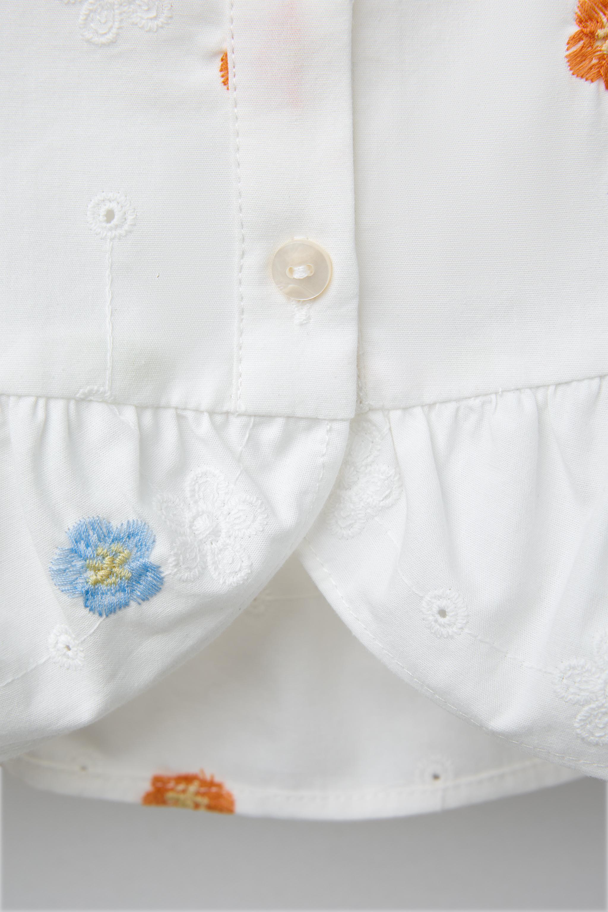 CHEMISE EN POPELINE À FLEURS BRODÉES