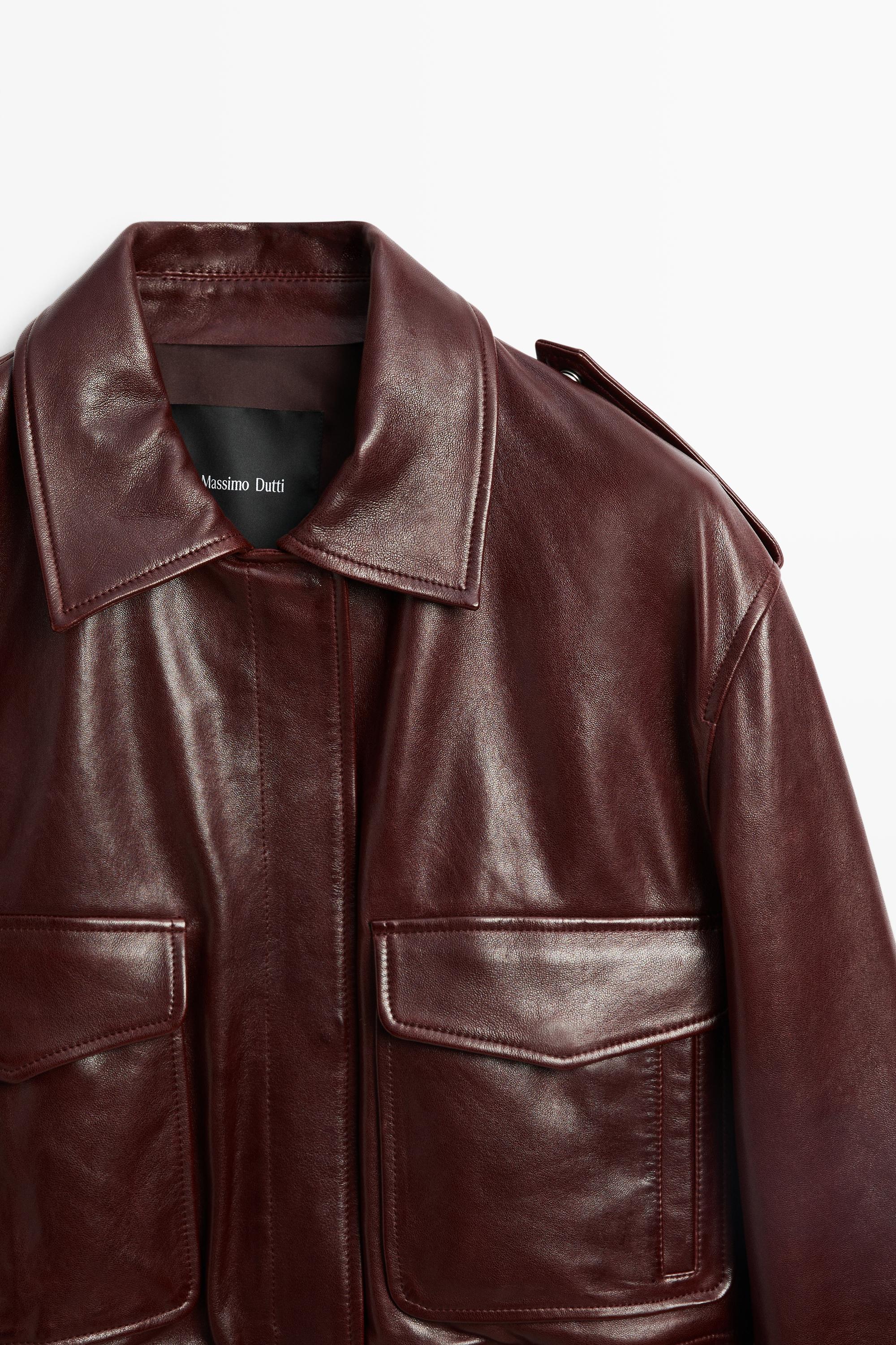 Nappa leather bomber jacket with pockets