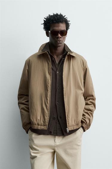 Zara TECHNICAL PADDED JACKET - taupe brown
