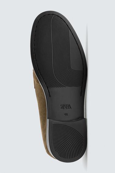 LEATHER PENNY LOAFERS - Khaki Green by Zara - Image 3