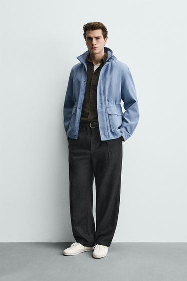 REGULAR FIT WASHED COTTON JACKET - Light blue by Zara