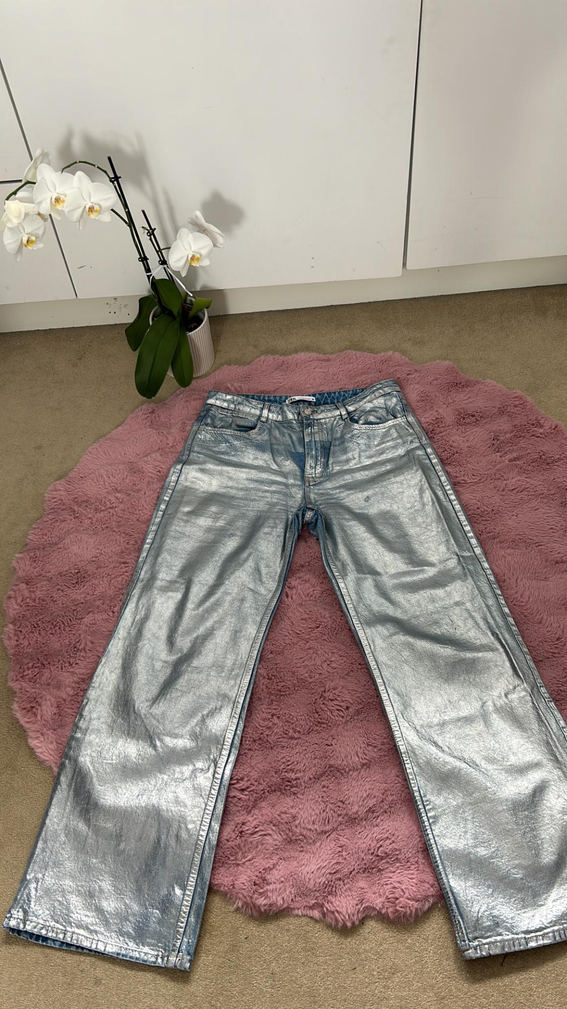 STRAIGHT MID-RISE METALLIC JEANS Z1975 - Image 3