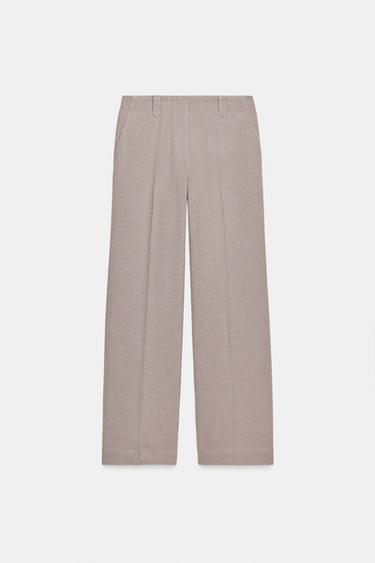MID-WAIST STRAIGHT-LEG TROUSERS - Sand / Marl by Zara