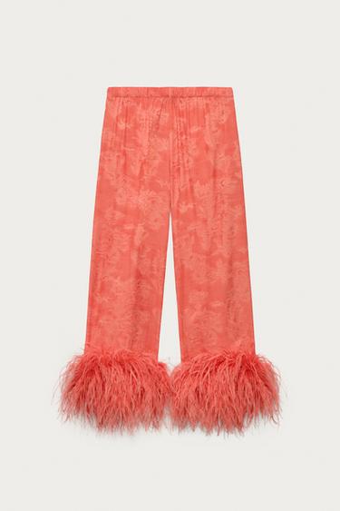 MARISA BERENSON X ZARA FEATHER TROUSERS - Red / Orange by Zara - Image 2