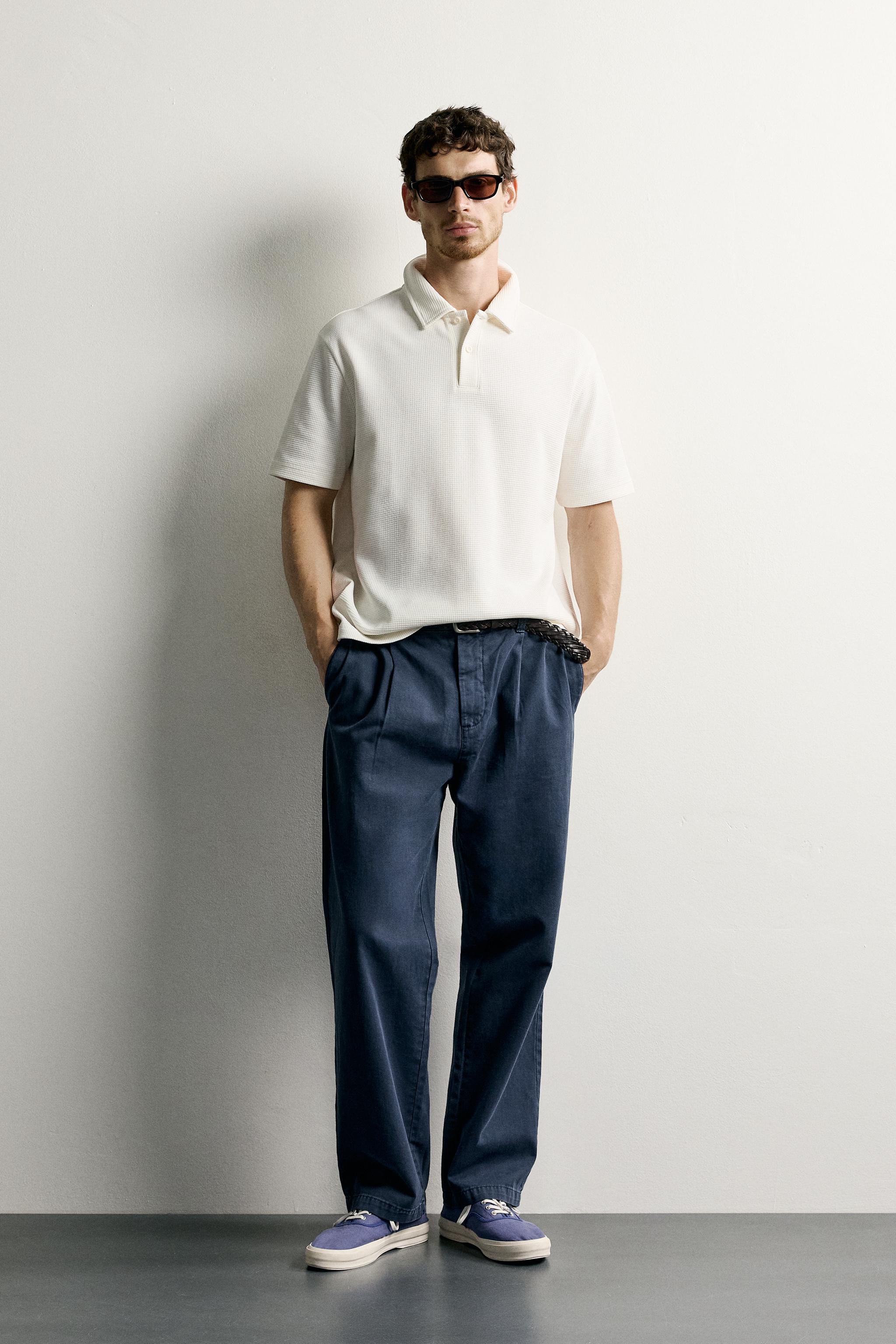 Zara GOFRE KUMAŞ DOKULU POLO T-SHIRT