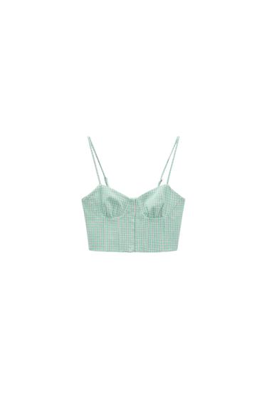 GINGHAM CORSETRY-INSPIRED TOP
