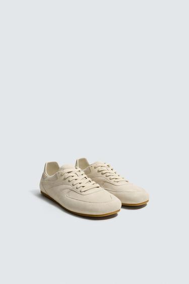 LEATHER TRAINERS - Bone White by Zara