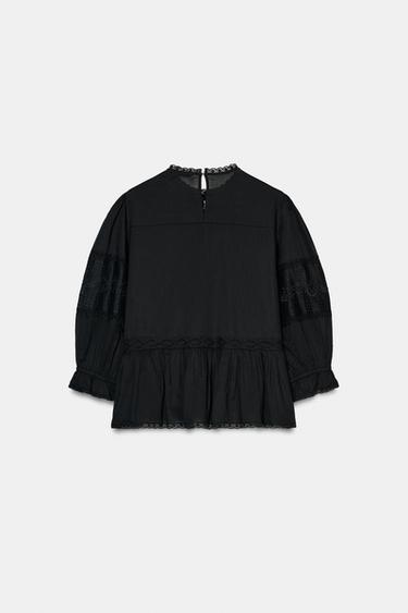 ZW COLLECTION EMBROIDERED SHIRT - Black by Zara - Image 4