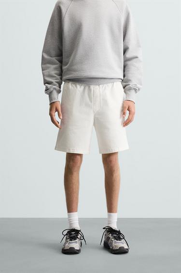 RELAXED FIT BERMUDA SHORTS - Stone by Zara
