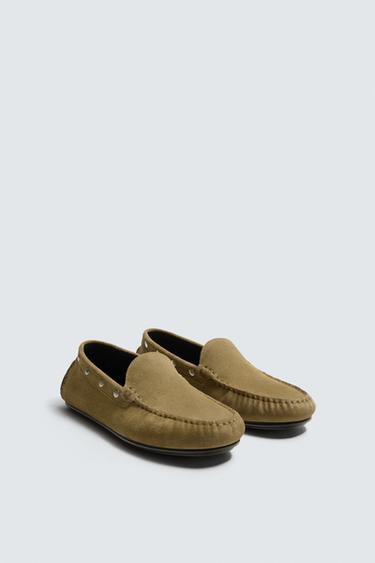 LEATHER LOAFERS - Sand Brown by Zara