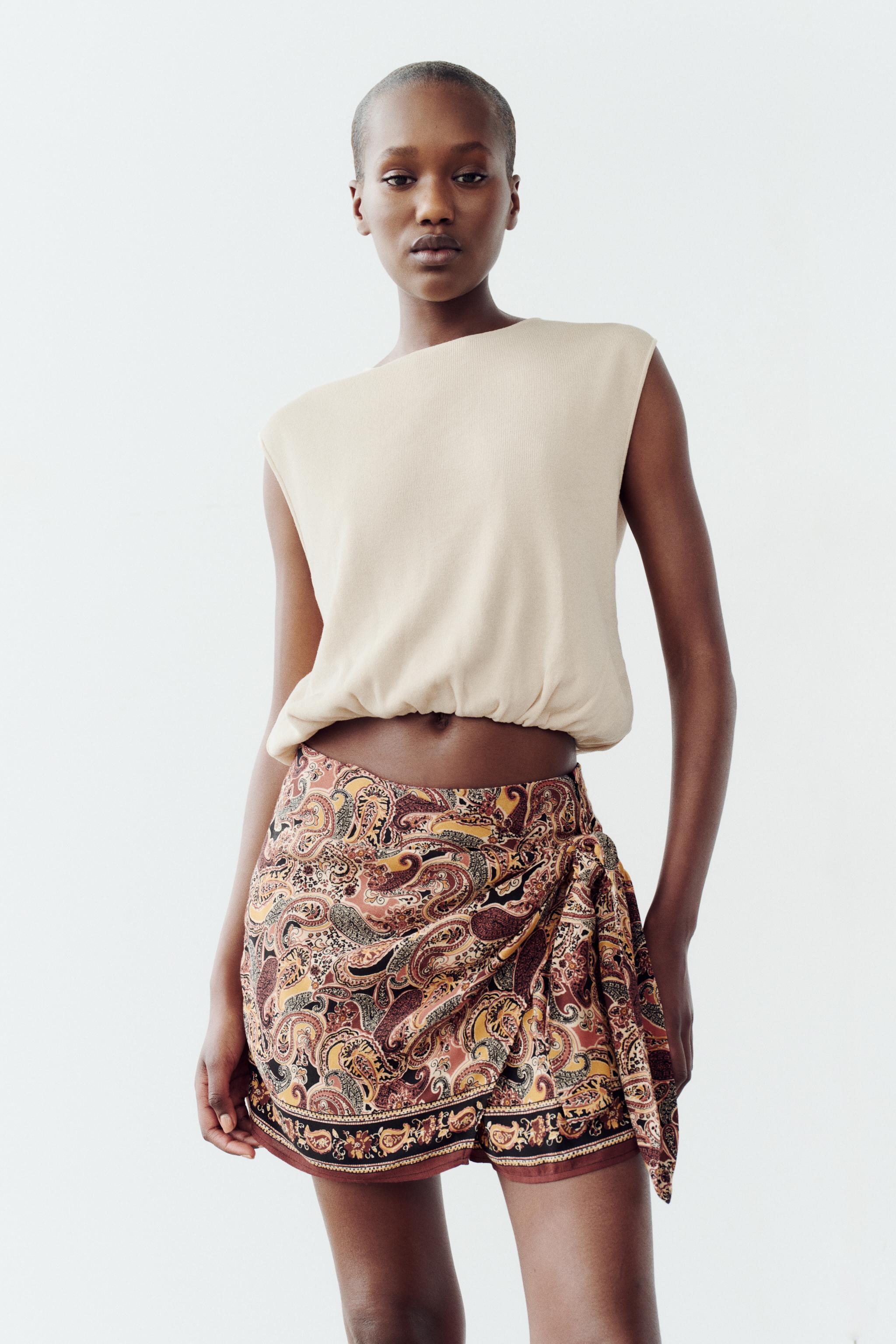 PRINTED SKORT WITH KNOT - Multicolored | ZARA United States