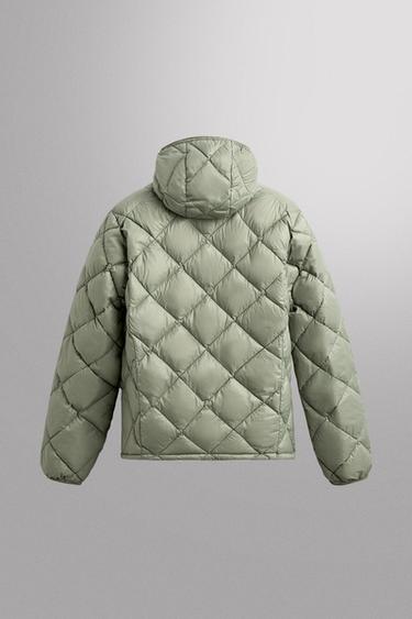 HOODED 100% FEATHER DOWN PUFFER JACKET - Light green by Zara - Image 7