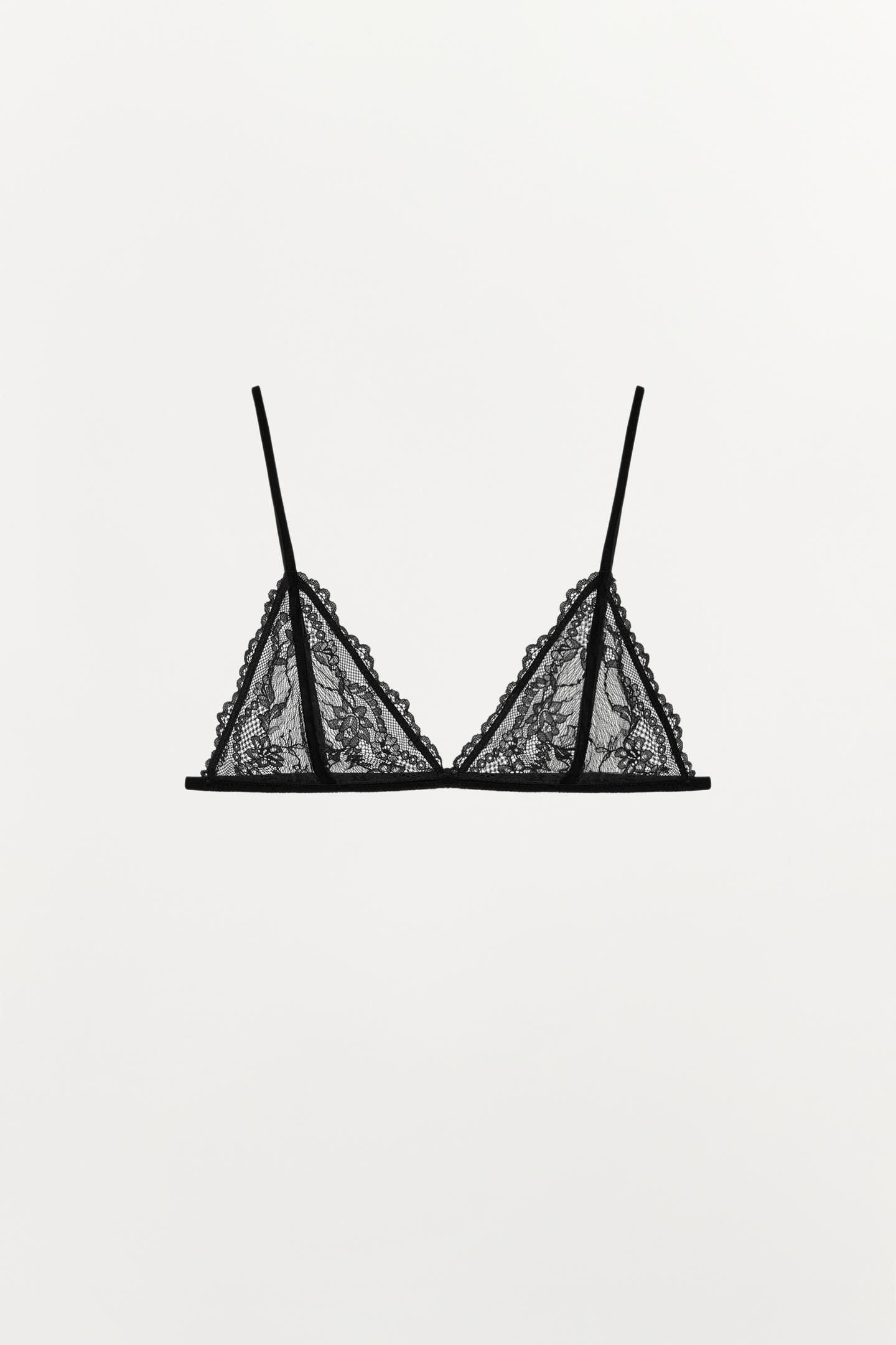 Бра, треугольные чашки, кружево — Zara, цвет: Чёрный — фото 5