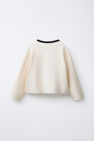 GILET EN MAILLE AVEC LAÇAGES VICHY - Écru de Zara - Image 1