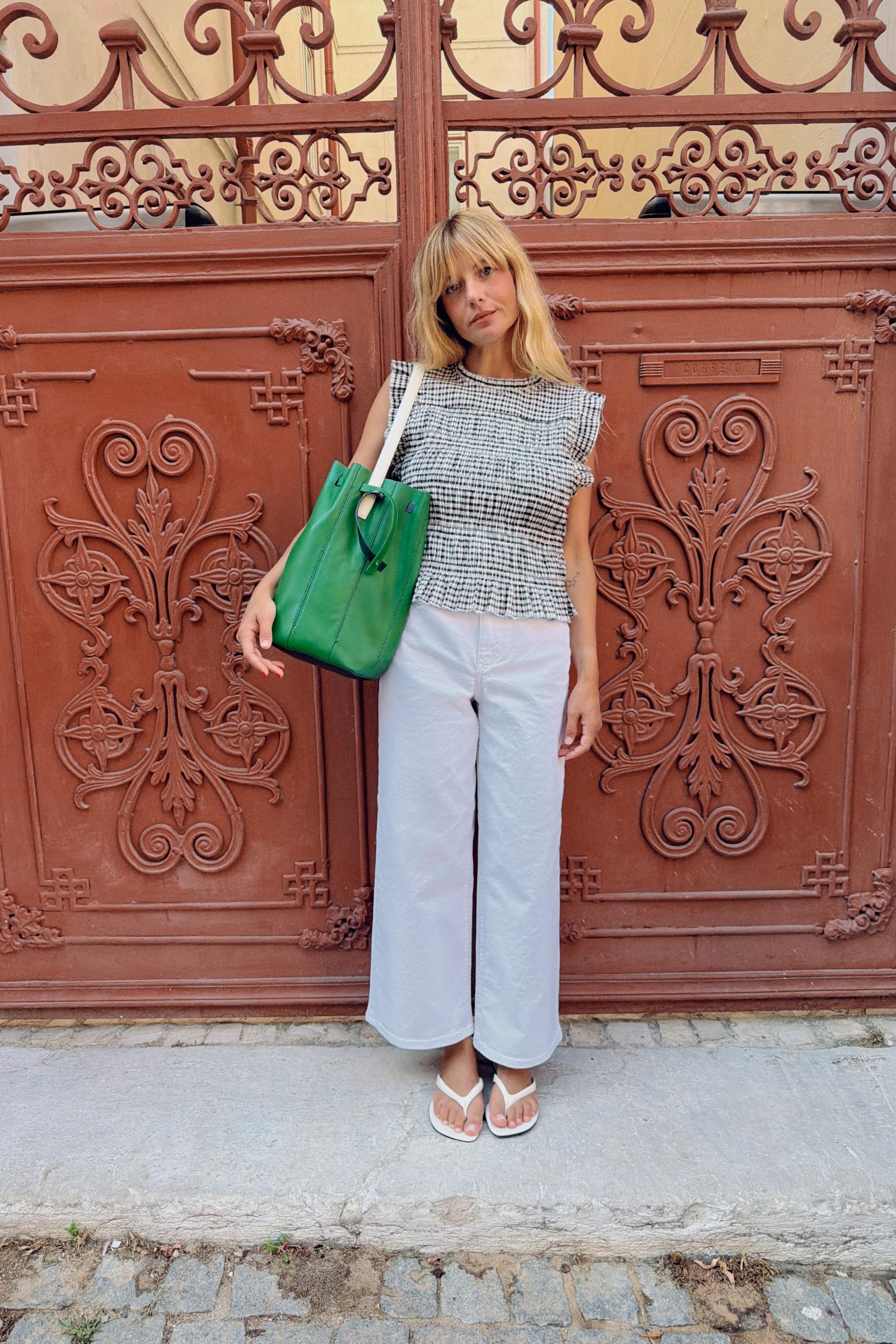 Женские рубашки Zara GINGHAM SMOCKED TOP