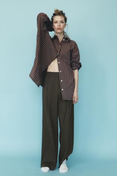 PANTALÓN PINZAS - Gris topo de Zara