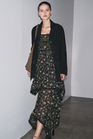 Zara LIMITED EDITION ZW COLLECTION 100% SUEDE OVERSIZE BLAZER - Black - Image 0