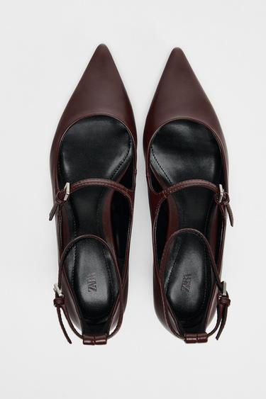 CHAUSSURES À BRIDES À TALONS KITTEN HEEL - Bordeaux de Zara - Image 5