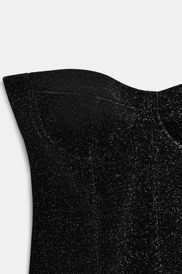 HAUT BUSTIER STRETCH BRILLANT - Noir de Zara - Image 8