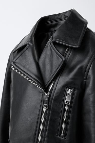 BLOUSON DE MOTARD MATIÈRE SYNTHÉTIQUE - Noir de Zara - Image 4