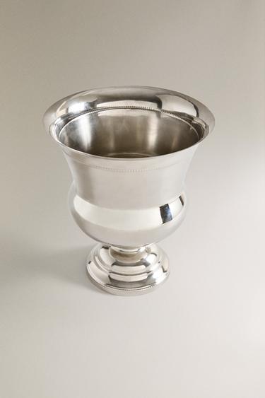LARGE STEEL WINE GLASS VASE - Silver by Zara - Image 1
