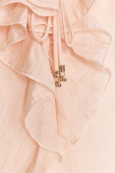 RUFFLED MIDI CAMISOLE DRESS - Beige-pink by Zara - Image 8