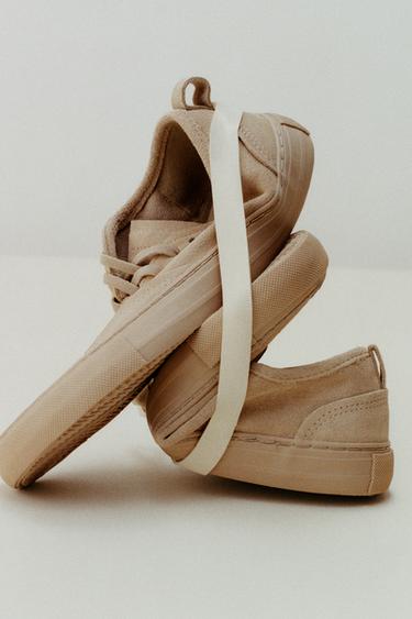 LEATHER BAREFOOT TRAINERS - Taupe Grey by Zara