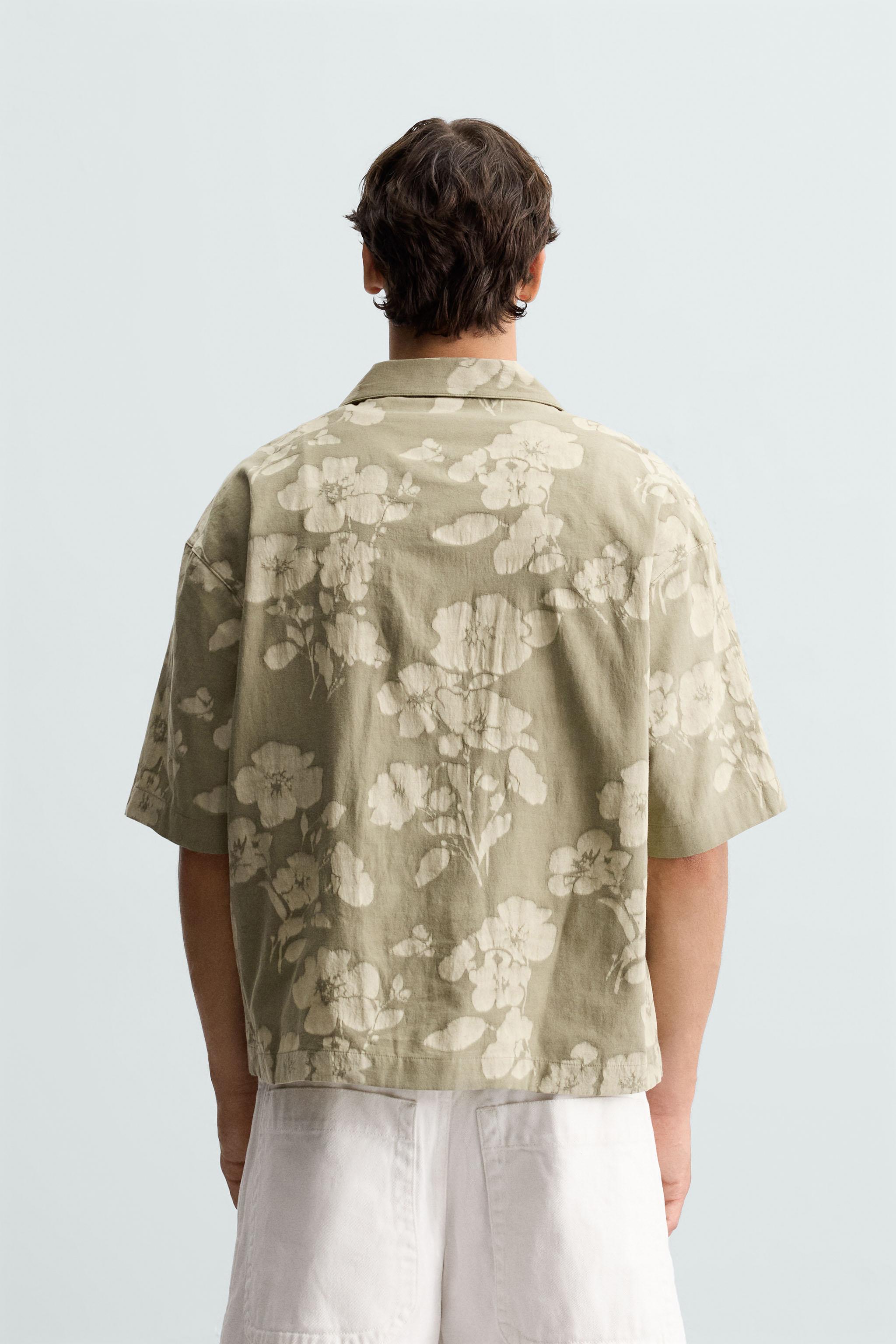 CAMISA JACQUARD FLORAL - Verde-Sálvia | ZARA Brasil
